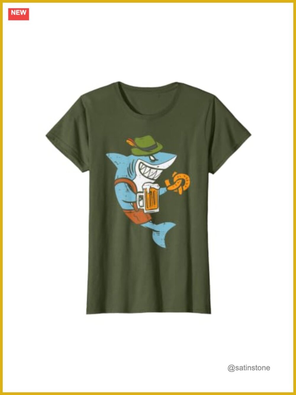 Funny Oktoberfest Shark T-Shirt Bavarian Costume Tee